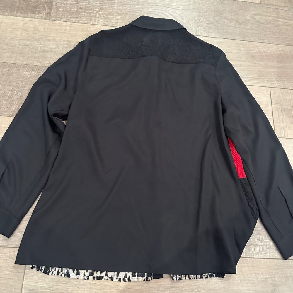 CHICO'S WOMENS BLACK AND RED LONG SLEEVE BLOUSE SIZE 2 US 12 - Picture 7 of 7